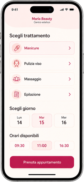Pagina di prenotazione estetiste.app